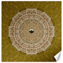 Golden Forest Silver Tree In Wood Mandala Canvas 12  X 12   by pepitasart