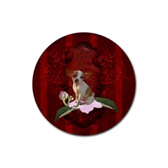 Sweet Little Chihuahua Rubber Coaster (round)  by FantasyWorld7