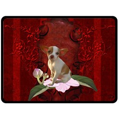 Sweet Little Chihuahua Fleece Blanket (large)  by FantasyWorld7