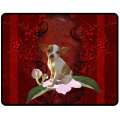 Sweet Little Chihuahua Fleece Blanket (medium)  by FantasyWorld7