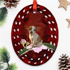 Sweet Little Chihuahua Oval Filigree Ornament (two Sides) by FantasyWorld7