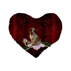 Sweet Little Chihuahua Standard 16  Premium Flano Heart Shape Cushions by FantasyWorld7