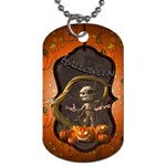 Halloween, Funny Mummy With Pumpkins Dog Tag (Two Sides) Front