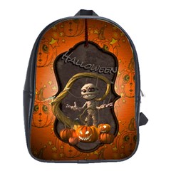 Halloween, Funny Mummy With Pumpkins School Bags(large)  by FantasyWorld7