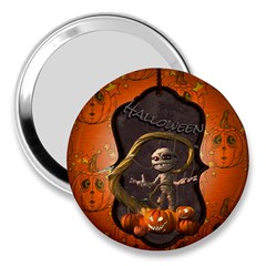 Halloween, Funny Mummy With Pumpkins 3  Handbag Mirrors by FantasyWorld7