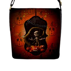 Halloween, Funny Mummy With Pumpkins Flap Messenger Bag (l)  by FantasyWorld7