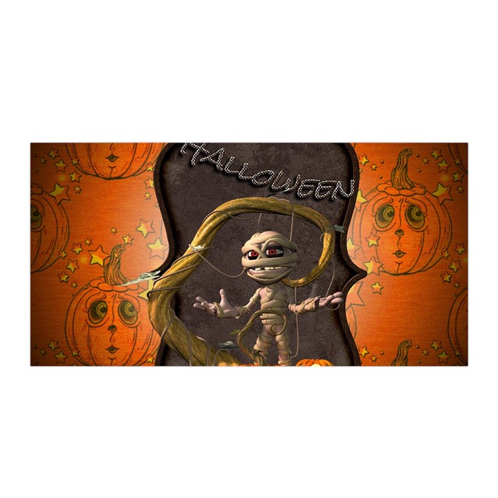 Halloween, Funny Mummy With Pumpkins Satin Wrap