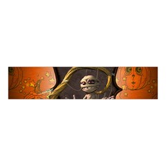 Halloween, Funny Mummy With Pumpkins Velvet Scrunchie by FantasyWorld7