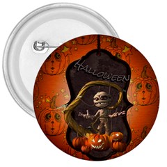 Halloween, Funny Mummy With Pumpkins 3  Buttons by FantasyWorld7