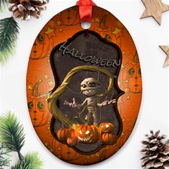 Halloween, Funny Mummy With Pumpkins Ornament (oval) by FantasyWorld7