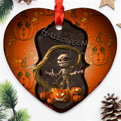 Halloween, Funny Mummy With Pumpkins Ornament (heart) by FantasyWorld7