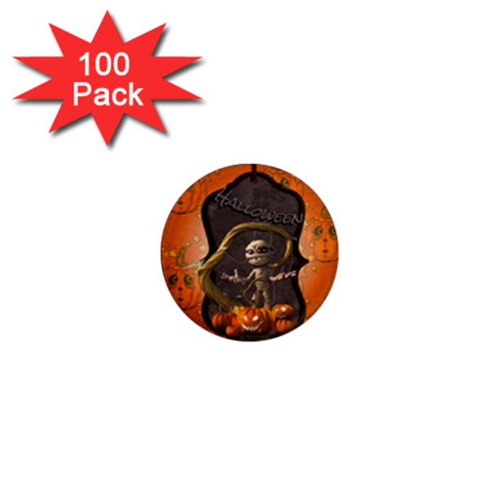 Halloween, Funny Mummy With Pumpkins 1  Mini Magnets (100 pack) 