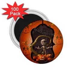 Halloween, Funny Mummy With Pumpkins 2 25  Magnets (100 Pack)  by FantasyWorld7