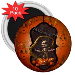 Halloween, Funny Mummy With Pumpkins 3  Magnets (10 Pack)  by FantasyWorld7