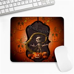 Halloween, Funny Mummy With Pumpkins Large Mousepads by FantasyWorld7