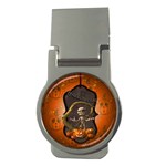 Halloween, Funny Mummy With Pumpkins Money Clips (Round)  Front