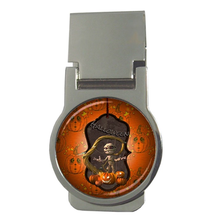 Halloween, Funny Mummy With Pumpkins Money Clips (Round) 