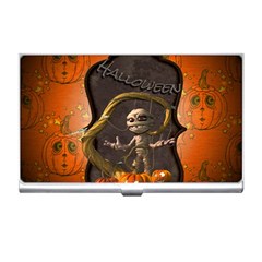 Halloween, Funny Mummy With Pumpkins Business Card Holders by FantasyWorld7