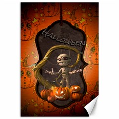 Halloween, Funny Mummy With Pumpkins Canvas 12  X 18   by FantasyWorld7