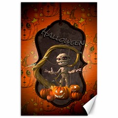 Halloween, Funny Mummy With Pumpkins Canvas 24  X 36  by FantasyWorld7