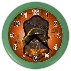 Halloween, Funny Mummy With Pumpkins Color Wall Clocks by FantasyWorld7