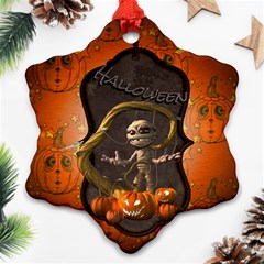 Halloween, Funny Mummy With Pumpkins Ornament (snowflake) by FantasyWorld7