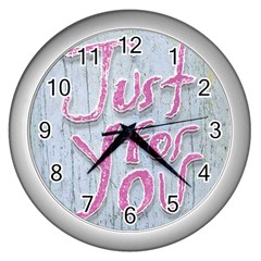 Letters Quotes Grunge Style Design Wall Clocks (silver)  by dflcprints