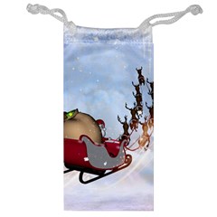 Christmas, Santa Claus With Reindeer Jewelry Bag by FantasyWorld7