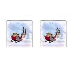 Christmas, Santa Claus With Reindeer Cufflinks (square) by FantasyWorld7