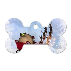 Christmas, Santa Claus With Reindeer Dog Tag Bone (two Sides) by FantasyWorld7