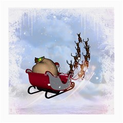 Christmas, Santa Claus With Reindeer Medium Glasses Cloth by FantasyWorld7