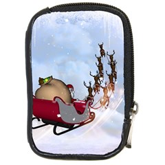 Christmas, Santa Claus With Reindeer Compact Camera Cases by FantasyWorld7