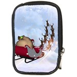 Christmas, Santa Claus With Reindeer Compact Camera Cases Front