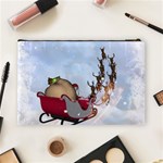 Christmas, Santa Claus With Reindeer Cosmetic Bag (Large)  Back