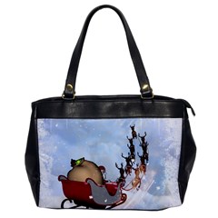 Christmas, Santa Claus With Reindeer Office Handbags by FantasyWorld7