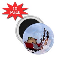 Christmas, Santa Claus With Reindeer 1 75  Magnets (10 Pack)  by FantasyWorld7