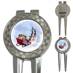 Christmas, Santa Claus With Reindeer 3-in-1 Golf Divots by FantasyWorld7