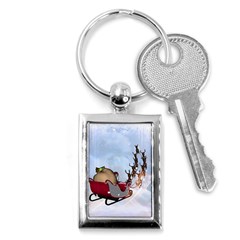 Christmas, Santa Claus With Reindeer Key Chains (rectangle)  by FantasyWorld7