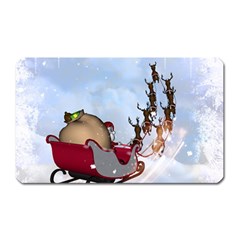 Christmas, Santa Claus With Reindeer Magnet (rectangular) by FantasyWorld7