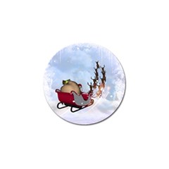 Christmas, Santa Claus With Reindeer Golf Ball Marker by FantasyWorld7