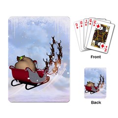 Christmas, Santa Claus With Reindeer Playing Card by FantasyWorld7