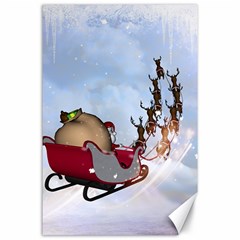 Christmas, Santa Claus With Reindeer Canvas 24  X 36  by FantasyWorld7