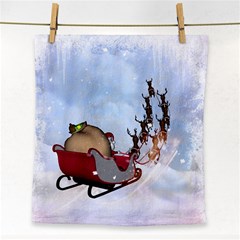 Christmas, Santa Claus With Reindeer Face Towel by FantasyWorld7