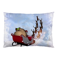 Christmas, Santa Claus With Reindeer Pillow Case by FantasyWorld7