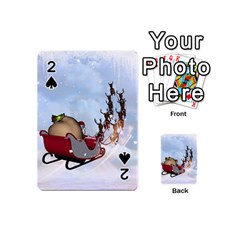 Christmas, Santa Claus With Reindeer Playing Cards 54 (mini)  by FantasyWorld7