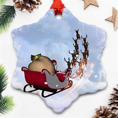 Christmas, Santa Claus With Reindeer Ornament (snowflake) by FantasyWorld7