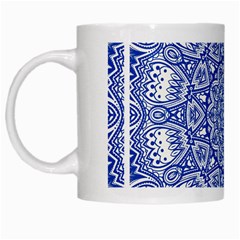 Blue Mandala Art Pattern White Mugs by paulaoliveiradesign