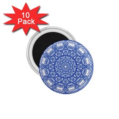 Blue Mandala Art Pattern 1 75  Magnets (10 Pack)  by paulaoliveiradesign