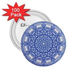 Blue Mandala Art Pattern 2 25  Buttons (100 Pack)  by paulaoliveiradesign