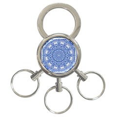 Blue Mandala Art Pattern 3-ring Key Chains by paulaoliveiradesign